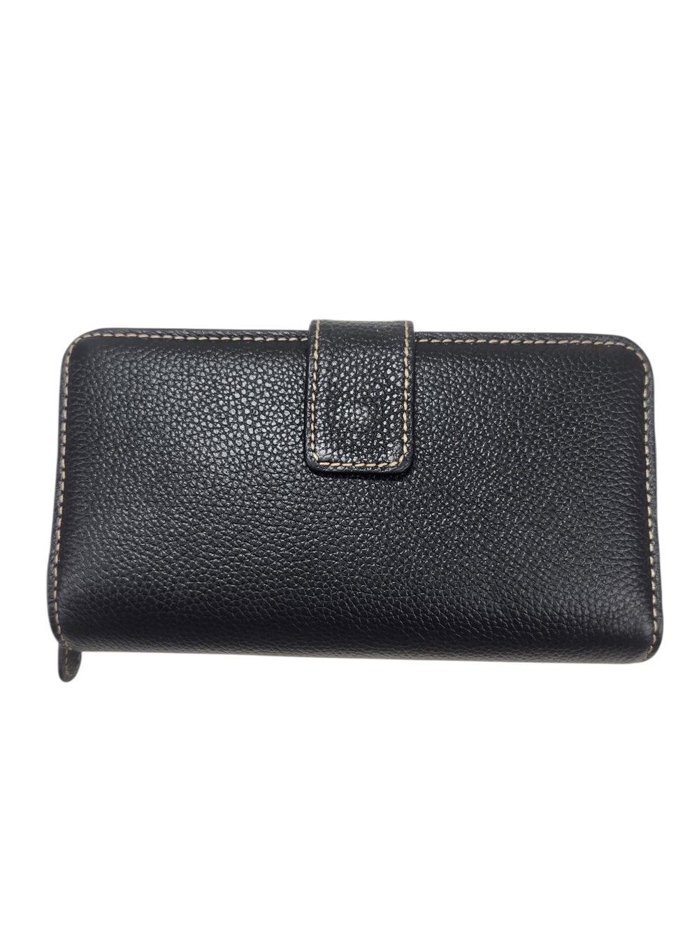 Black Genuine Leather Wallet Organizer Snap Closure Bifold Clutch Classic Style